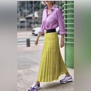 Zara open work embroidered pleated skirt